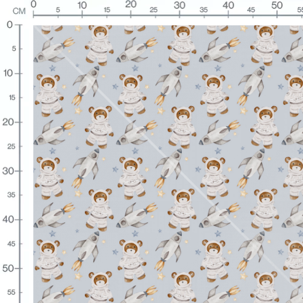 Tissu - Oursons astronautes et fusées