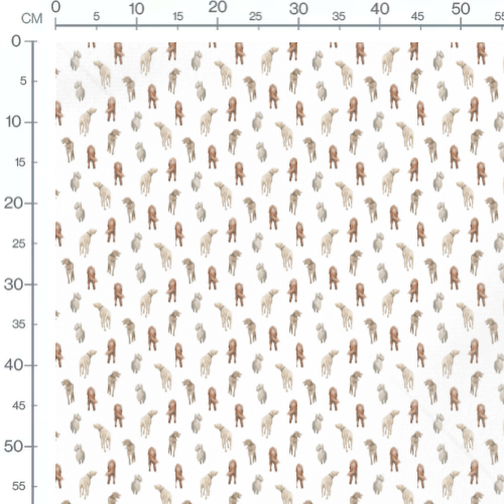 Tissu - Chiens aquarelle sur blanc