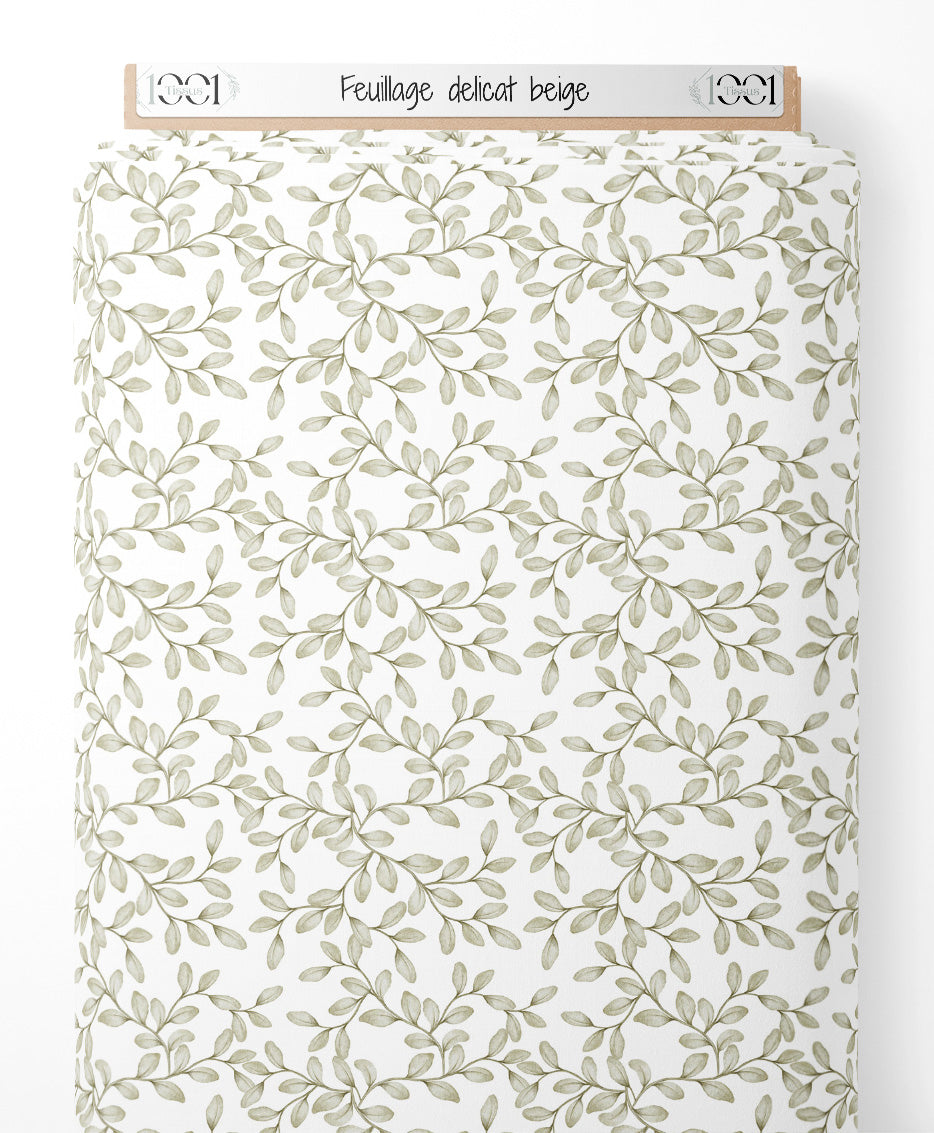 Tissu - Feuillage délicat beige