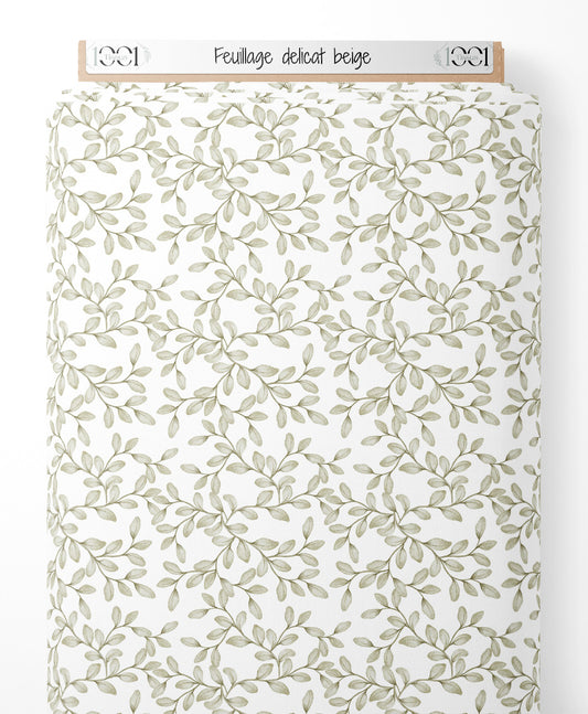 Tissu - Feuillage délicat beige