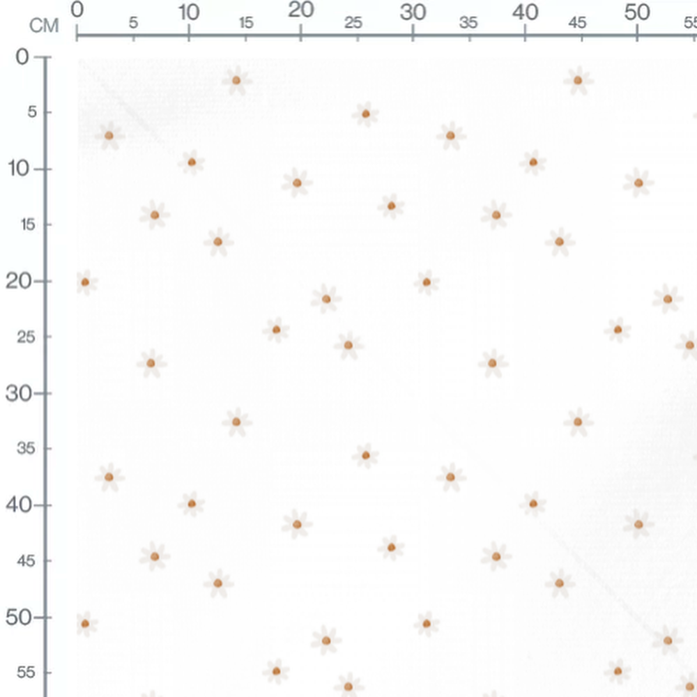 Tissu - Marguerites blanches éparpillées