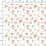 Tissu - Fleurs roses et jaunes variées