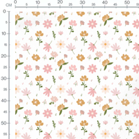 Tissu - Fleurs roses et jaunes variées
