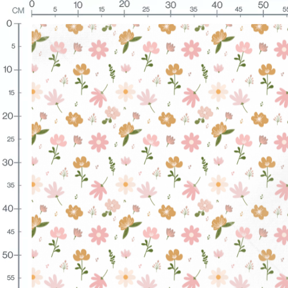 Tissu - Fleurs roses et jaunes variées