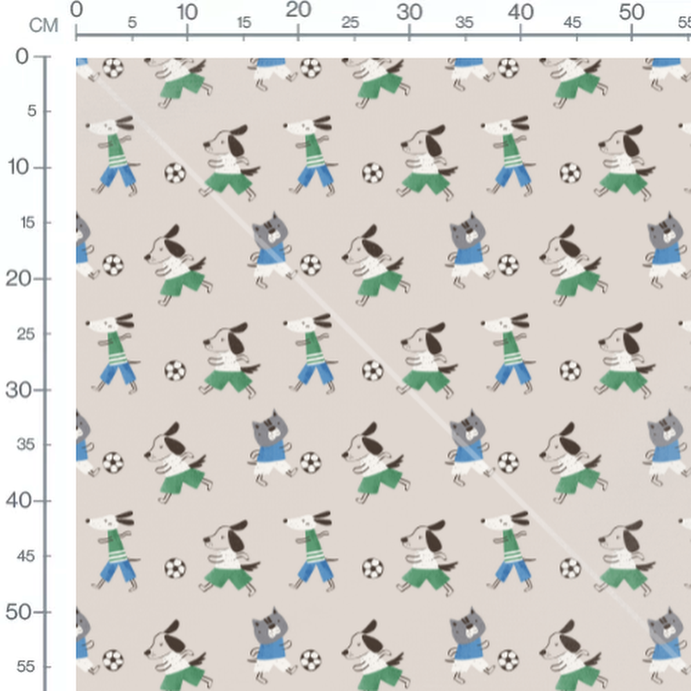 Tissu - Chiens colorés et ballons beige