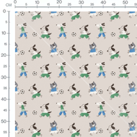 Tissu - Chiens colorés et ballons beige