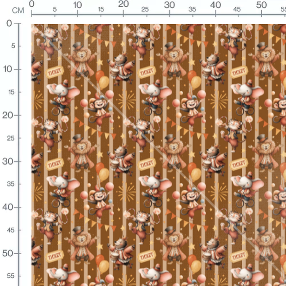 Tissu - Cirque coloré sur fond marron