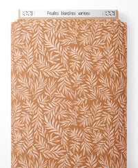 Tissu - Feuilles blanches variées