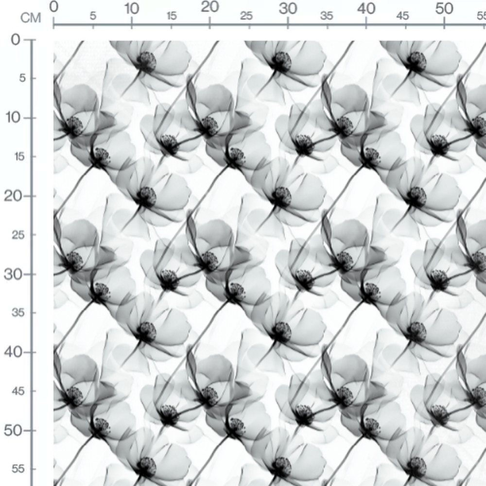 Tissu - Tissu Fleur Xray Blanc Noir