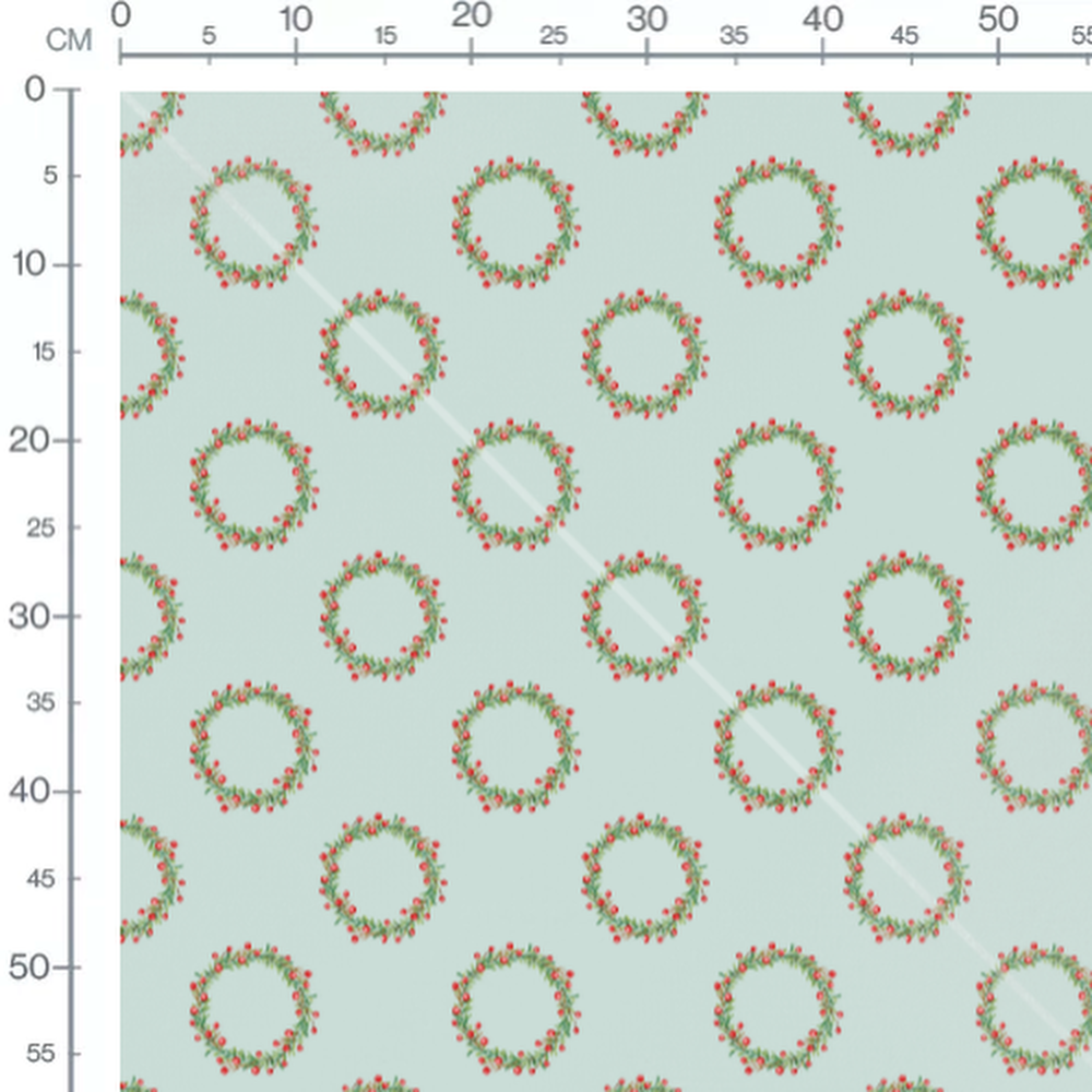 Tissu - Couronnes vives sur bleu clair