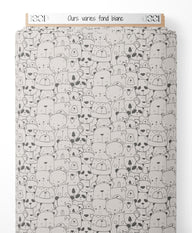 Tissu - Ours variés sur fond blanc