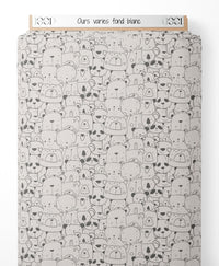 Tissu - Ours variés sur fond blanc