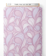 Tissu - Feuilles roses sur rose clair