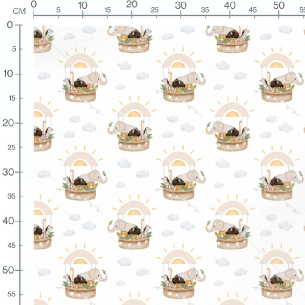 Tissu - Savane en montgolfières