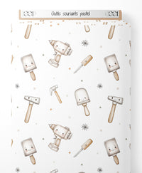 Tissu - Outils souriants pastel