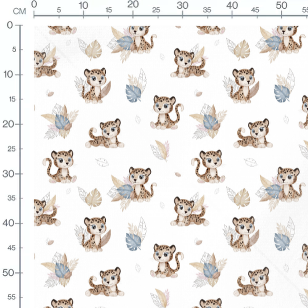 Tissu - Léopards joyeux sur blanc