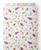 Tissu - Fleurs aquarelle fond crème