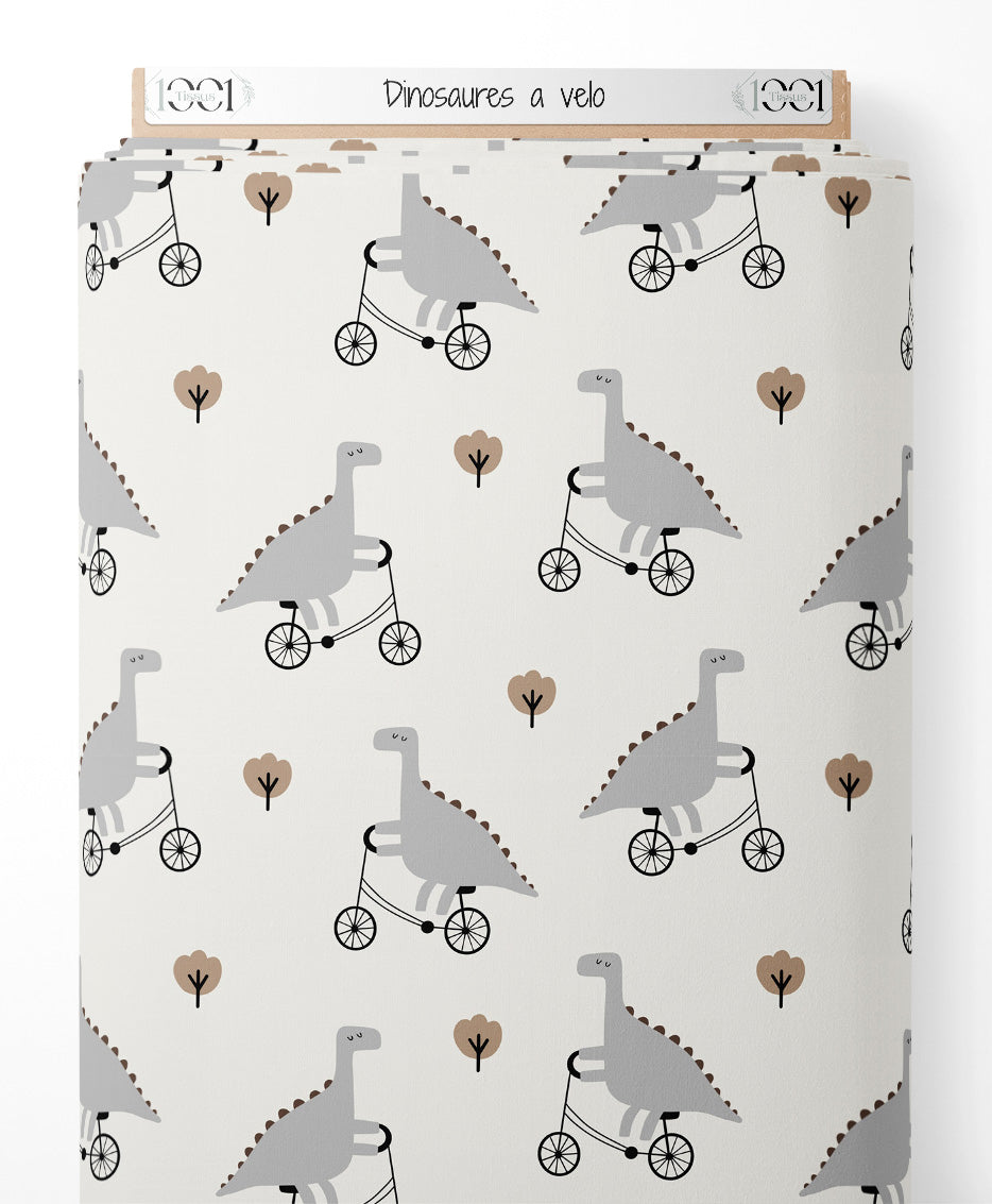 Tissu - Dinosaures à vélo