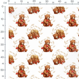 Tissu - Ours souriants sur fond blanc