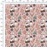 Tissu - Noël rose et gourmand