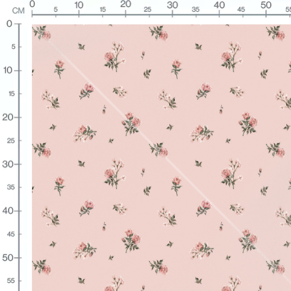 Tissu - Roses et fleurs blanches roses