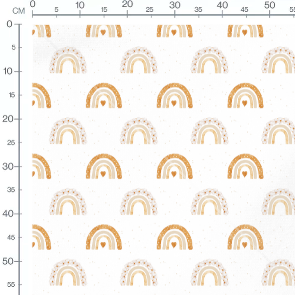 Tissu - Arcs-en-ciel et fleurs blanches