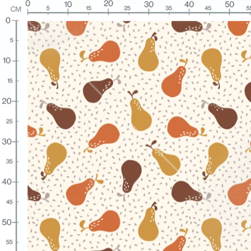 Tissu - Poires orange et marron