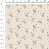 Tissu - Souris grises sur beige doux