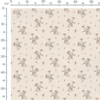 Tissu - Souris grises sur beige doux