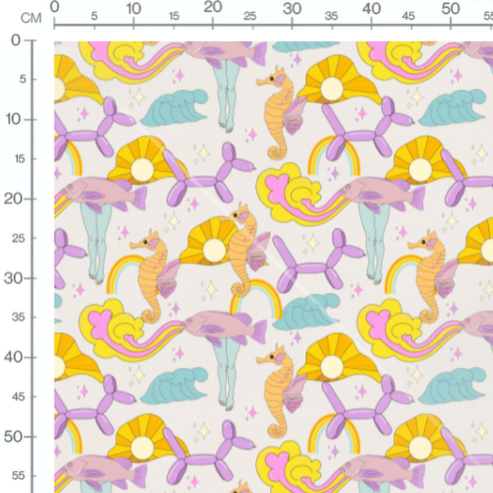 Tissu - Animaux fantastiques colorés