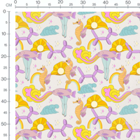 Tissu - Animaux fantastiques colorés