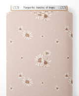 Tissu - Marguerites blanches et beiges