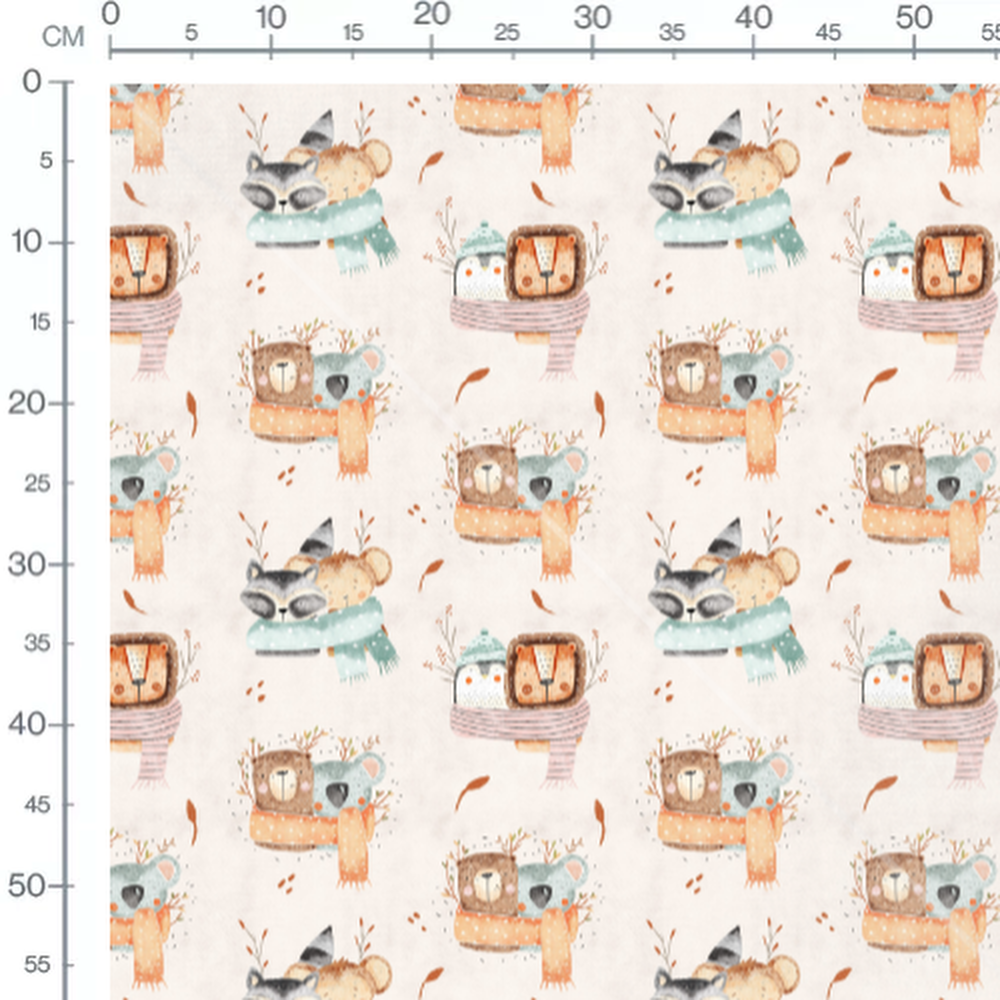 Tissu - Animaux en écharpes pastel