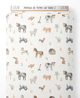 Tissu - Animaux de ferme sur blanc 2