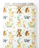 Tissu - Faons et ours en aquarelle