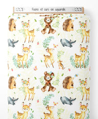 Tissu - Faons et ours en aquarelle