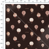 Tissu - Montgolfières vintage sur fond noir