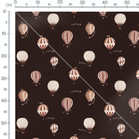 Tissu - Montgolfières vintage sur fond noir