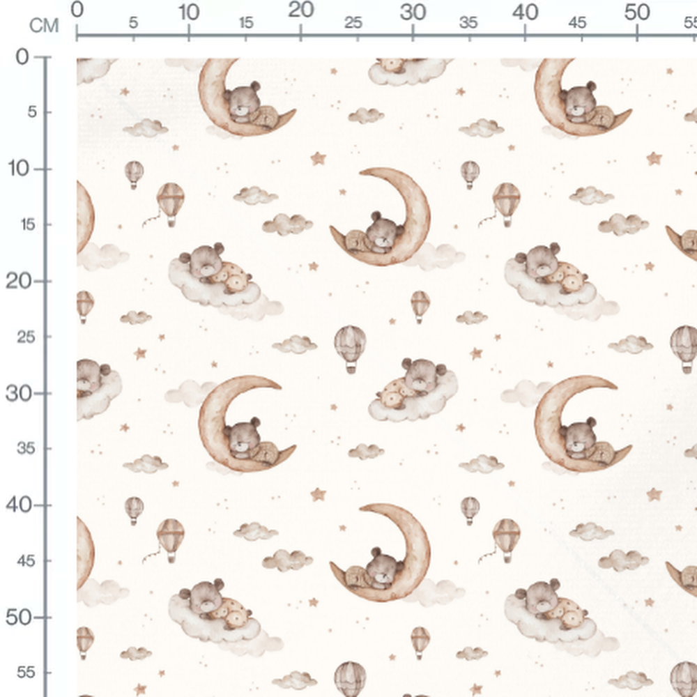 Tissu - Oursons et étoiles sur crème