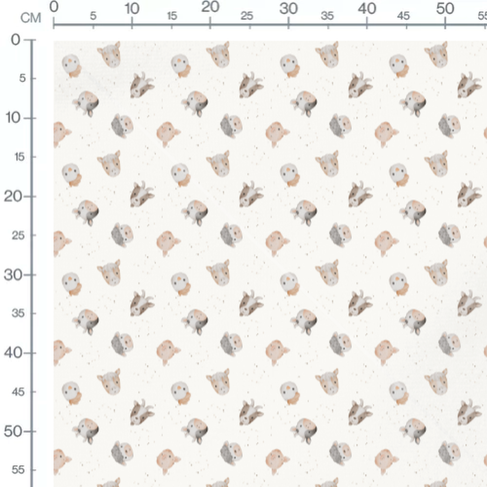 Tissu - Têtes d'animaux aquarelle