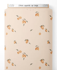 Tissu - Citrons aquarelle sur beige