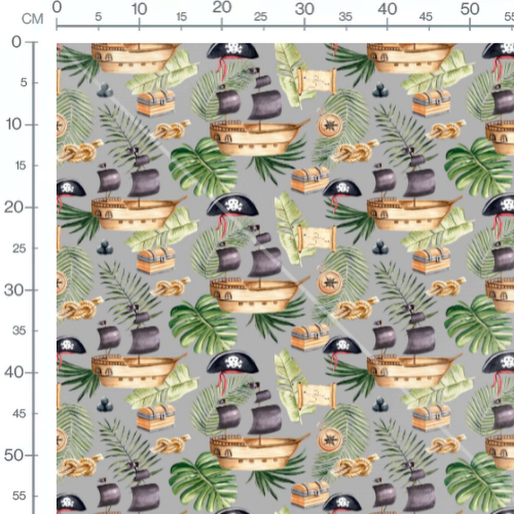 Tissu - Bateaux et trésors pirates