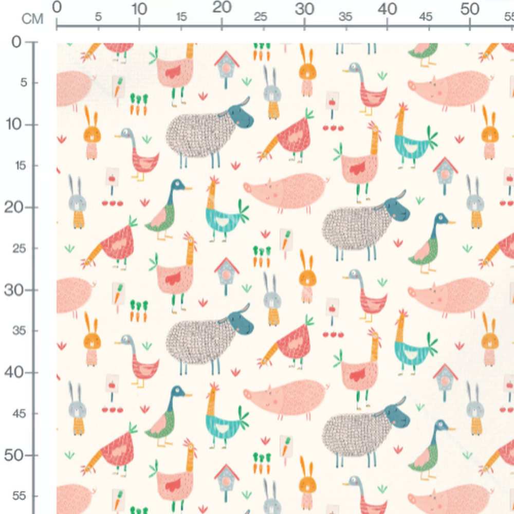 Tissu - Animaux stylisés géométriques