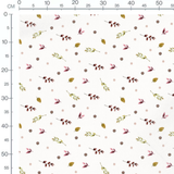 Tissu - Feuilles colorées sur blanc