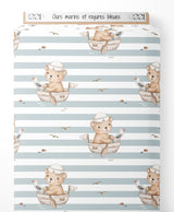 Tissu - Ours marins et rayures bleues