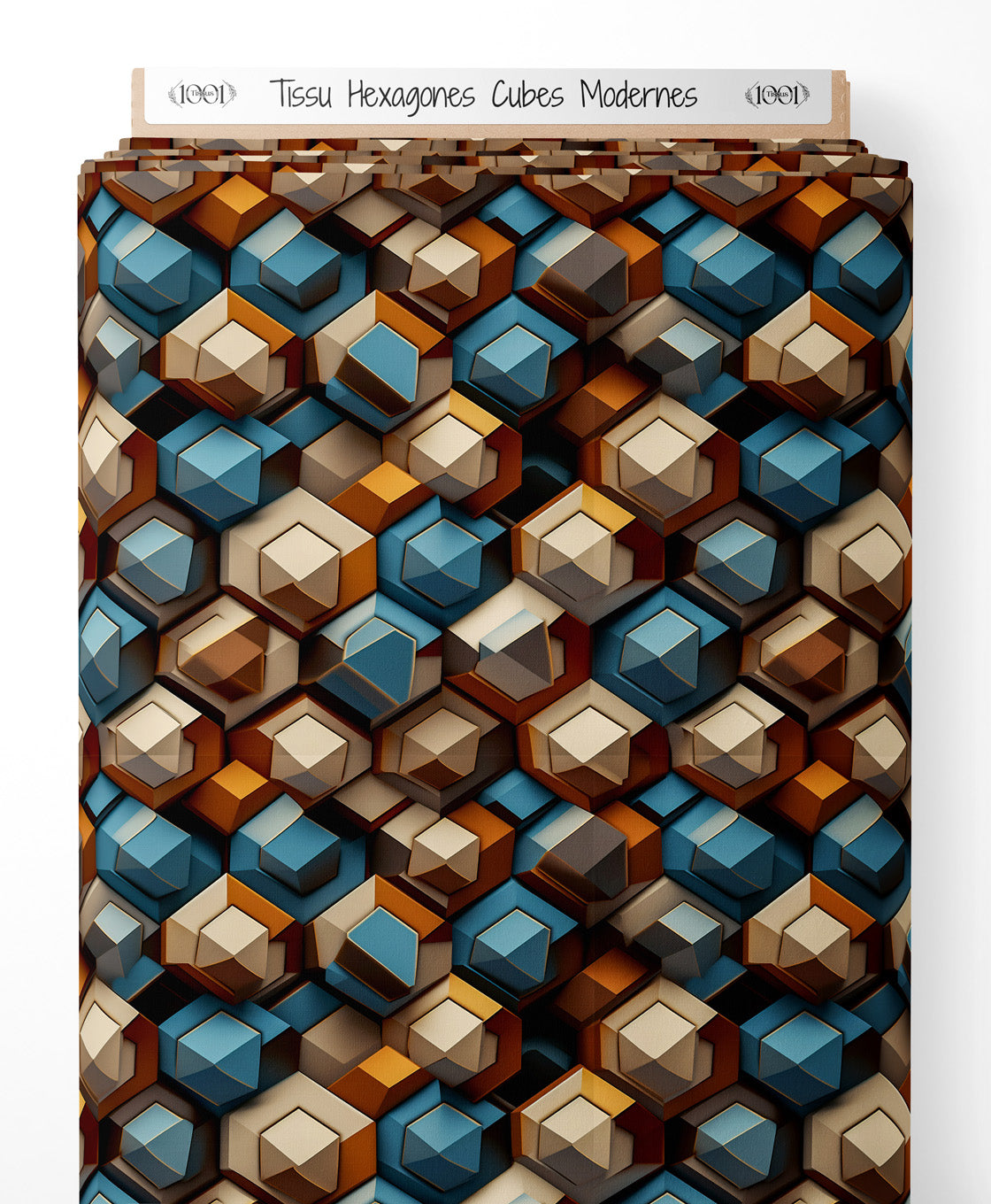 Tissu - Hexagones Cubes Modernes
