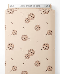 Tissu - Cookies chocolat sur beige