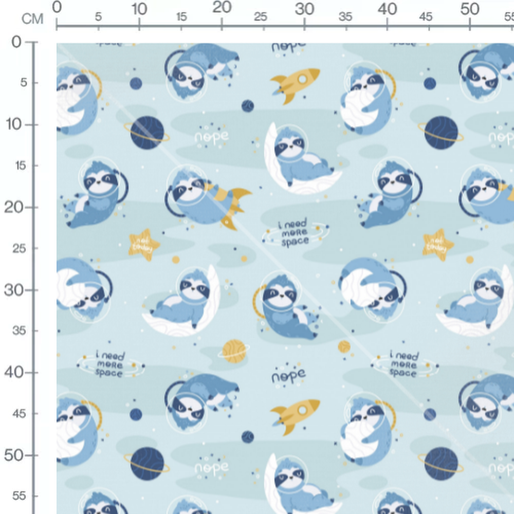 Tissu - Paresseux cosmiques bleus