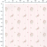 Tissu - Fleurs roses sur rayures roses