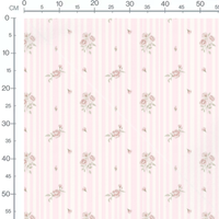 Tissu - Fleurs roses sur rayures roses